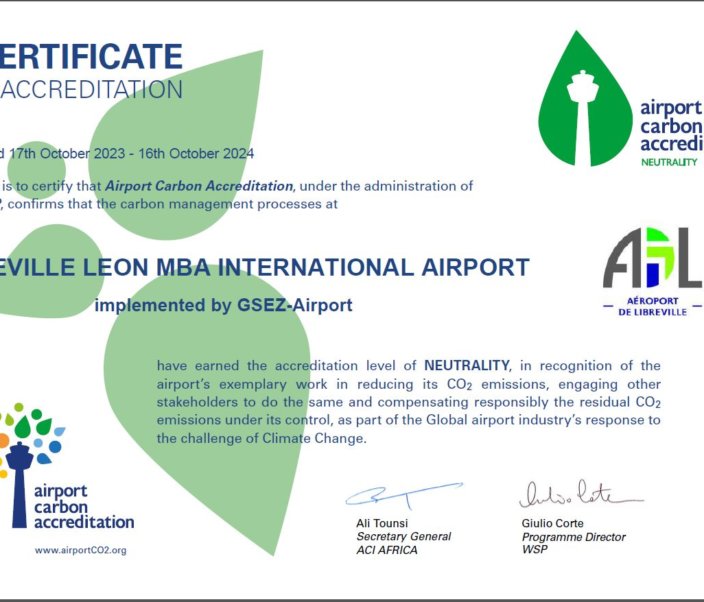 Libreville Airport (ADL) has once again been awarded Level 3 Carbon Neutral
